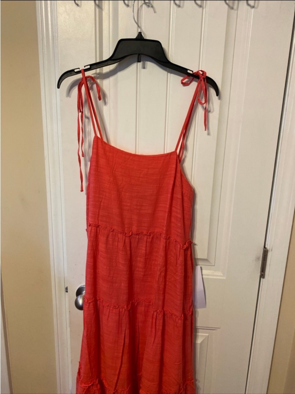 NWOT Pink Tie-Strap Tiered Maxi Dress (never worn)